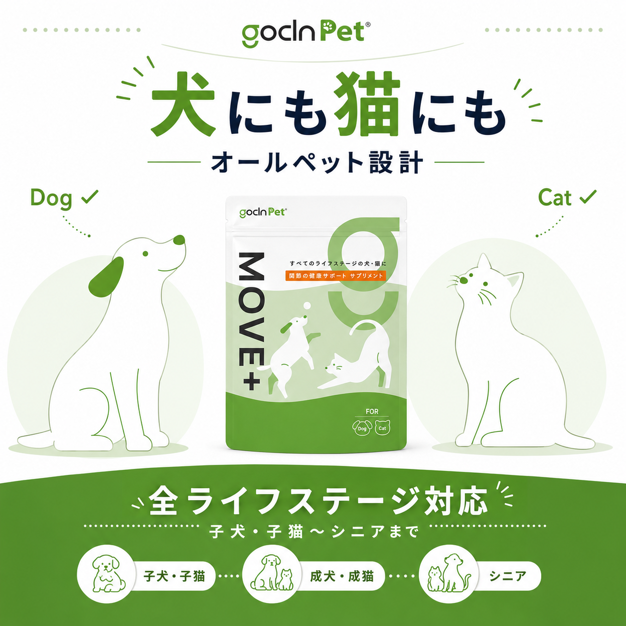 GoCLN Pet MOVE+|関節の健康サポートサプリメント 犬・猫用 60g