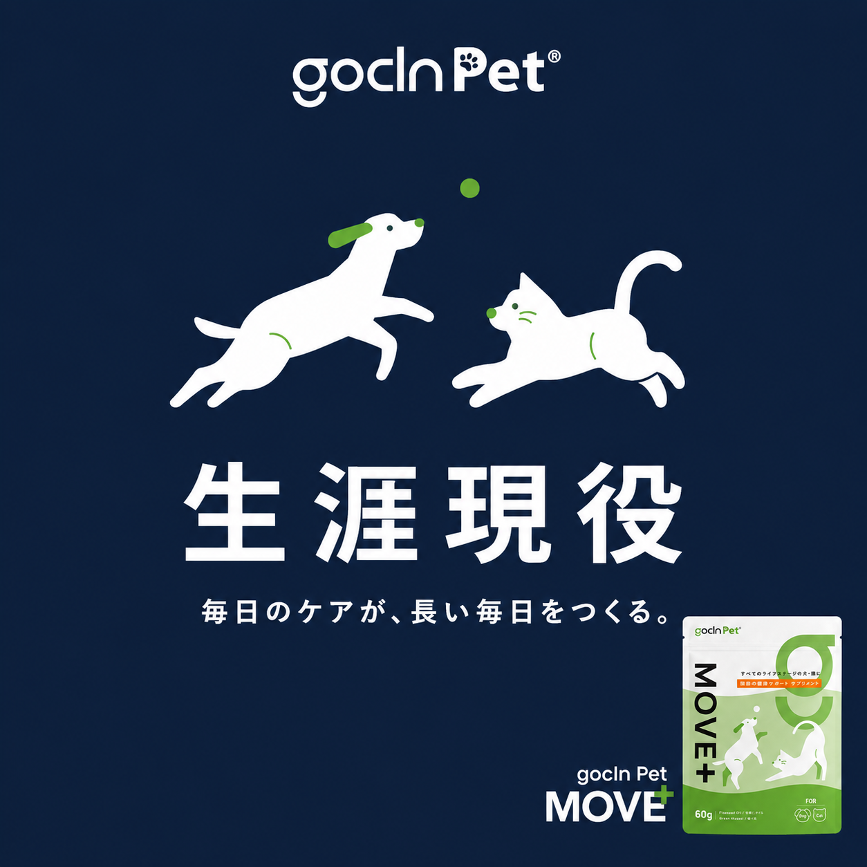 GoCLN Pet MOVE+｜関節の健康サポートサプリメント　犬・猫用　60g